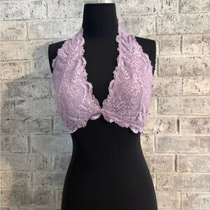 Free People Lavender Lace Halter Bralette